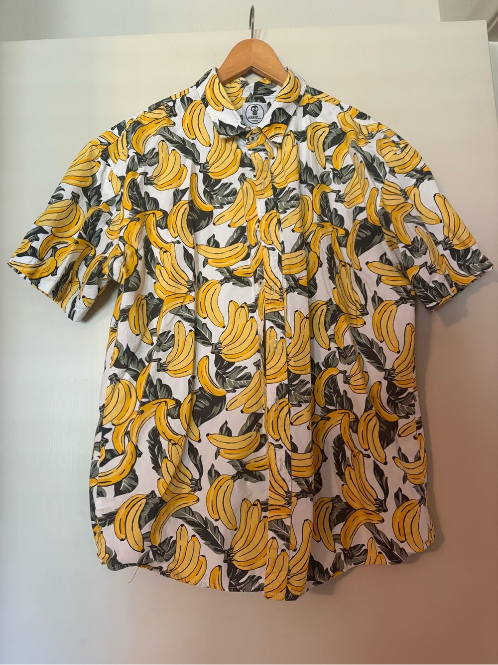 Men's Short-Sleeve Banana Print Button-Down Shirt - Yellow